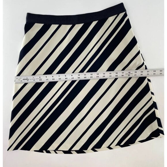 Ann Taylor Women’s Black White Striped A Line Flat Front Lined Casual Skirt 10 - Picture 8 of 11
